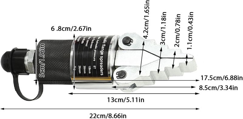 MUSESPANI 8T Split Hydraulic Spreader 30mm Spreading Stroke, Manual Flange Splitter 10mm Thick Tip,30mm Max Tip Separation Distant, Hydraulic Pliers Flange Spreader w/Hydraulic Pump - Image 3